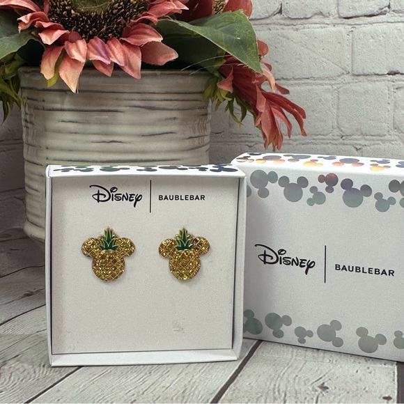 NWT BaubleBar Disney Mickey Mouse stud earrings pineapple tropical lilo & stitch - Picture 1 of 5